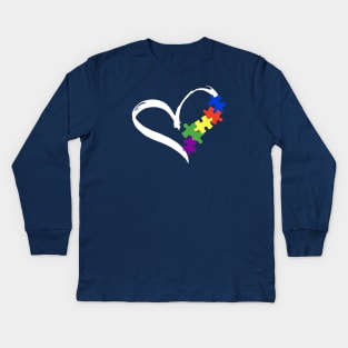 Autism Awareness Puzzle Heart Gift Kids Long Sleeve T-Shirt